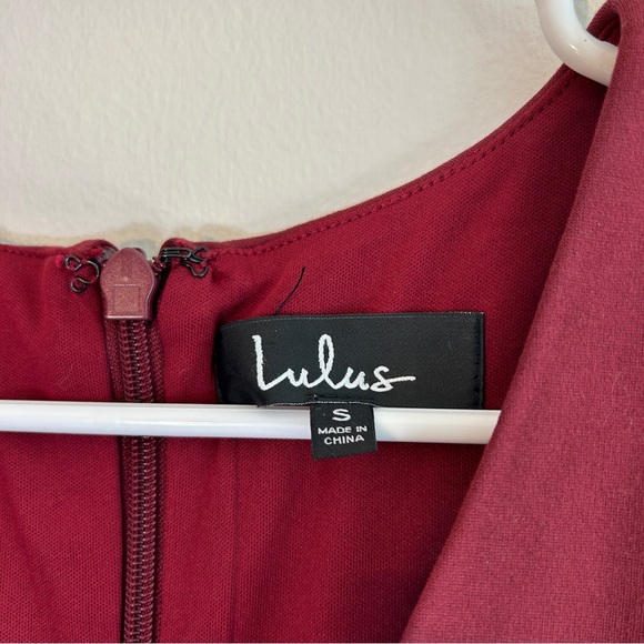 NWT Lulus Hello World Wine Red Midi Dress Size Small - Picture 4 of 8